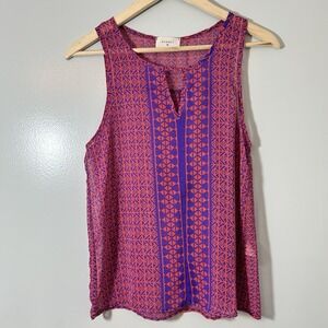 Everly Sheer Blouse Women's Small Keyhole Orange Purple Boho Fairy